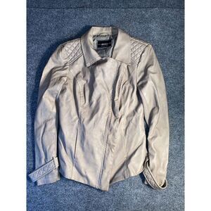 BNCI by Blanc Noir Jacket Women's M dark‎ Beige, Faux Leather Open Front